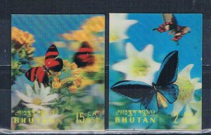 Bhutan 95;95C MNH Butterflys 3D 1968 (B0449)