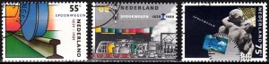 NETHERLANDS 1989 Mi. 1366-68. Transport: Dutch Railways - 150 Years, Used / CTO