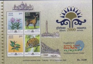 India 2000 Fauna & Flora Natural Heritage Manipur Phila-1756 M/s MNH