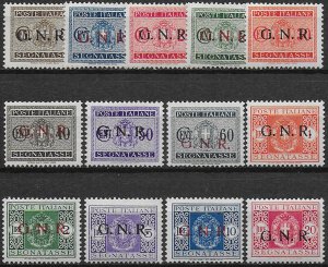 1944 Repubblica Sociale postage due stamps Verona MNH Sassone n. 47/59