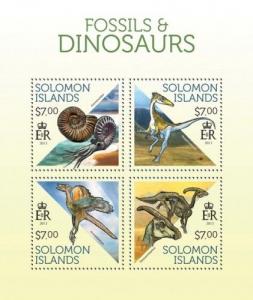 Dinosaurs Fossils Dinosaurier Prehistoric Animals Solomon Islands MNH stamp set