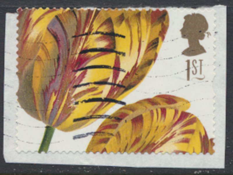 Great Britain SG 2943  SC# 2671 Self Adhesive on piece Flowers Tulip   2009 s...