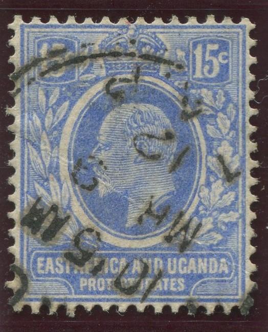 East Africa & Uganda - Scott 36- KEVII Definitive -1907 - Used- Single 15c Stamp