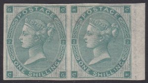 SG 91a Spec J102. 1862 1/- green plate 3 (but numbered 2) Imperf abnormal...