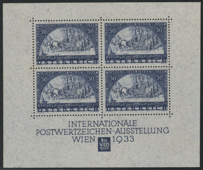 1933 Austria #B111 WIPA Souvenir Sheet Superb OG NH   (GD 3/1)