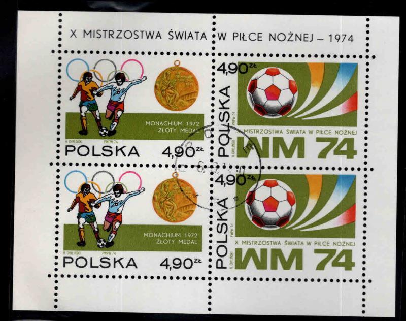 Poland Scott 2037a Used CTO 1974 World Cup Soccer sheet