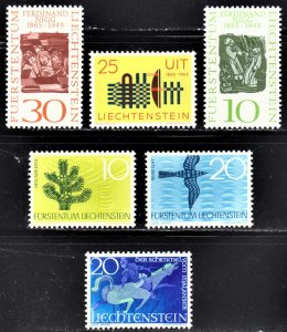 Liechtenstein Scott 401-02, 405, 406-07, 421 F to VF mint OG NH