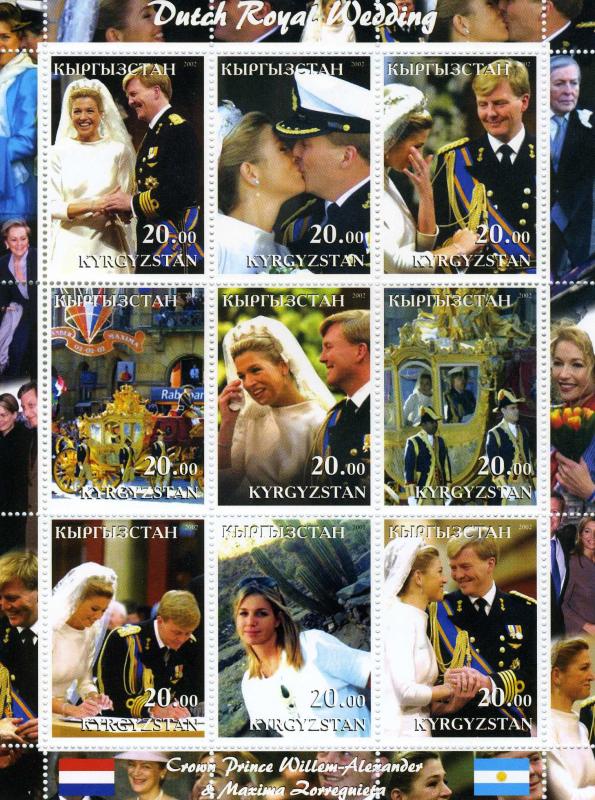 Kyrgyzstan 2002 Dutch Royal Wedding Sheet Perforated mnh.vf