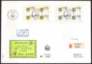F2269   UNITED NATIONS   FDC # 39, 40         Geneva - UPU Centennial