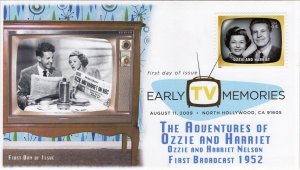 AO-4414q-1, 2009, Early TV Memories, FDC, Add-on Cachet, Digital Color Postmark,