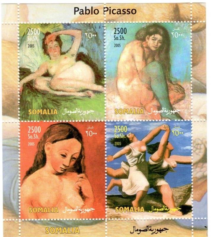 Somalia 2005 PABLO PICASSO Nudes Paintings Sheet (4) Perforated Mint (NH)