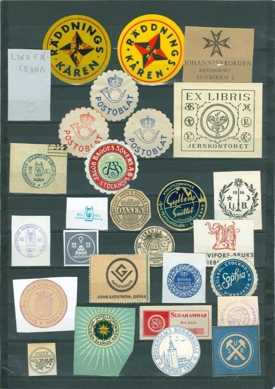 Sweden. Lot. Labels,Stickers, Cut out. Commercial,Organisations,Rescue.