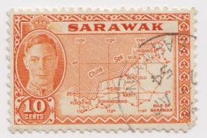 Sarawak -Scott 186 - KGVI Definitives - 1950 - FU - Single 10c Stamp