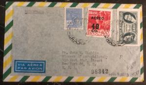 1955 Rio De Janeiro Brazil First Flight Cover FFC To New York USA Stamp MI #546