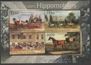 BURUNDI - 2012 - Horse Drawn Vehicles - Perf 4v Sheet - Mint Never Hinged