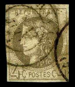 1870-71 France #40 Bordeaux Issue - Used - VF/XF - CV$200.00 (ESP#3654)