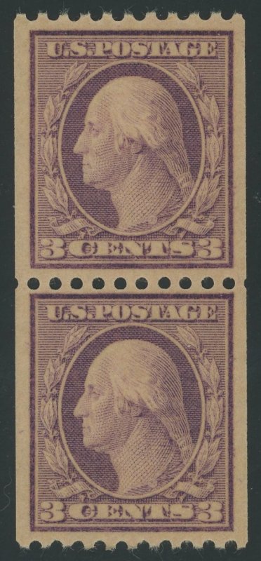 USA 489 - 3 cent Rotary coil pair - XF/Superb Mint vlh (top stamp is nh)