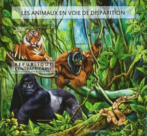 Endangered Species Stamp Gorilla Beringei Panthera Tigris S/S #5654 / Bl.1352 