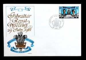 Gibraltar #406 First Day Cover Royal Wedding 29 July 1981