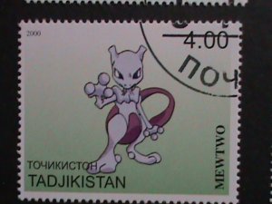 ​TAJIKISTAN -2000 LOVELY FAMPOUS POKEMON CTO FANCY POSTAL CANCEL VERY FINE