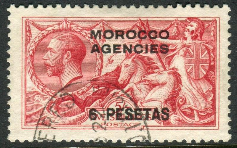 MOROCCO AGENCIES-1914-26 6p on 5/- Rose Carmine.  A very fine used example Sg 13