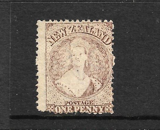 NEW ZEALAND 1873  1d  BROWN   FFQ  MLH  P12 1/2  CP A1Q5   SG 132 CHALON