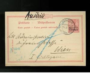 1901 German Post Office in Morocco PS Cover to Vienna