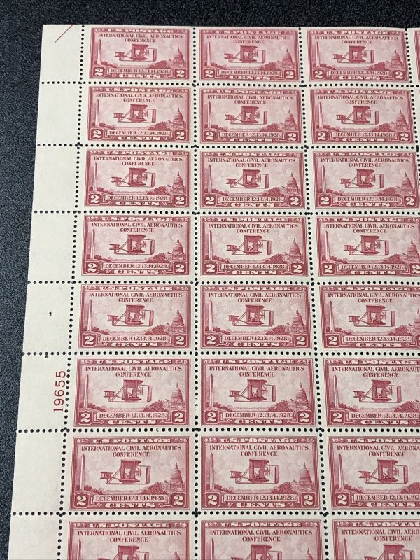 US #649 Wright Airplane 2 Cent sheet of 50, - VF / MNH 
