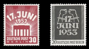 Germany - Berlin #9N99-100 Cat$37.50, 1953 Strike of East German Workers, set...