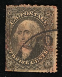 US Scott 36 Used 12c black Type I Washington CAT Val $325 Lot T326  bhmstamps