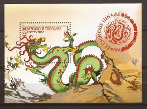 2000 Togo - Sc 1918 - MNH VF - Souvenir Sheet - Year of the Dragon