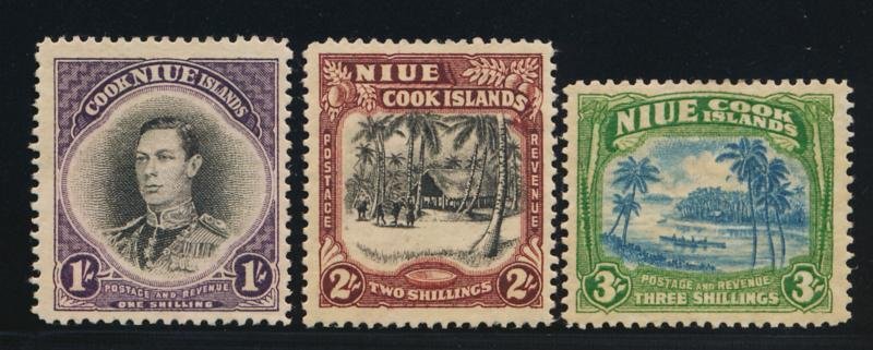 NIUE 73-75 MINT F-VF HINGED, KGVI