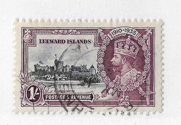 Leeward Islands Sc #99  1sh Silver Jubilee used VF