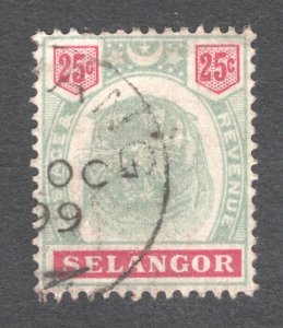 Malaya - Selangor, Scott #33   VF, Used,  CV $60.00 ...... 5600010
