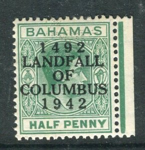 BAHAMAS; 1942 early GVI LANDFALL COLUMBUS issue Mint hinged 1/2d. value