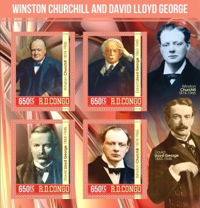 Stamps. Winston Churchill ,David Lloyd  Congo 2023 year 1+1 sheets NEW