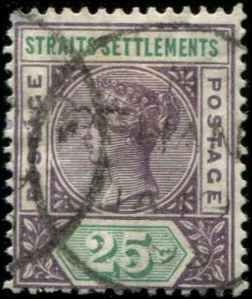 Straits Settlements SC# 86 Victoria 25c used