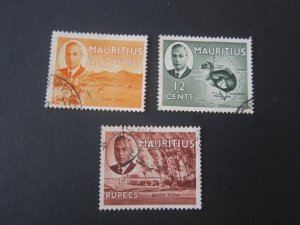 Mauritius 1950 Sc 239,41,47 FU
