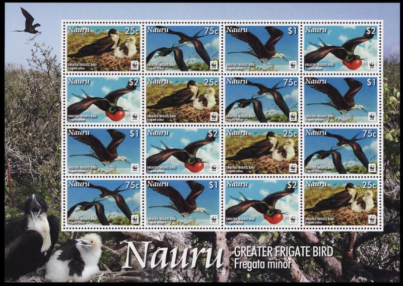 Nauru WWF Greater Frigate Bird Sheetlet of 4 sets SG#681-684 MI#690-693