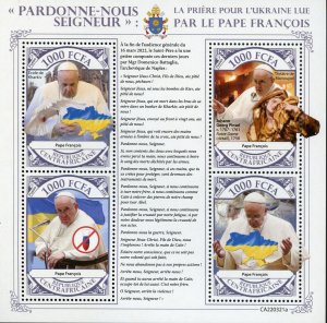 CENTRAL AFRICA 2022 POPE FRANCIS SPEECH FOR THE UKRAINE SHEET  MINT NH