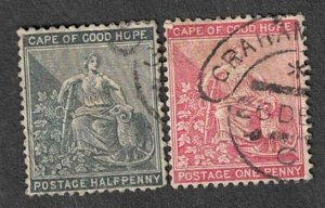 Cape of good hope, Scott # 33-34, used, CV = $ 5.00, Lot 260014-01