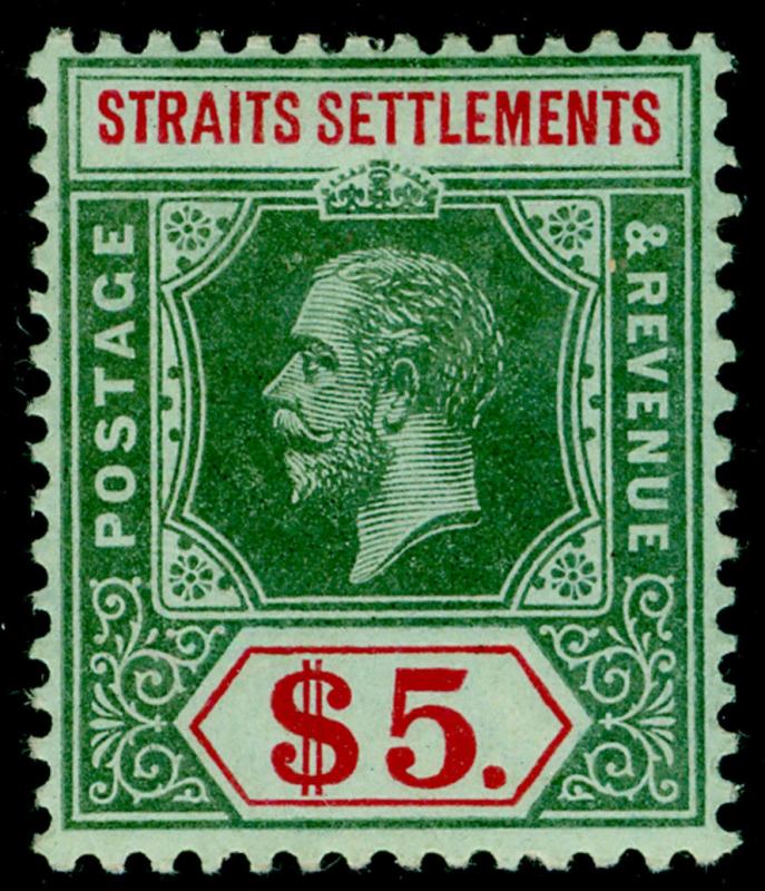 MALAYSIA - Straits Settlements SG212b, $5 green & red/green, LH MINT. Cat £200.