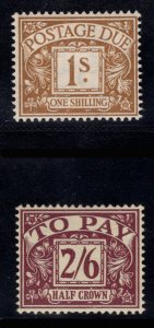 MOMEN: GREAT BRITAIN SG #D53-D54 1955-7 POSTAGE DUE MINT OG LH £265 LOT #67881*