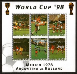 Lesotho 1997 - World Cup soccer Football - Sheet of 6 Stamps - Scott #1077 - MNH