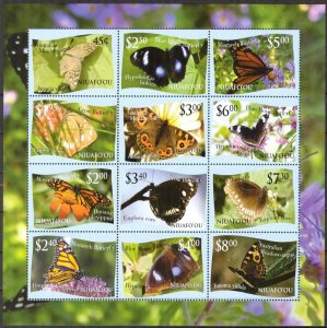 Tonga / Niuafo'ou 2012 Butterflies Sheet of 12 MNH **