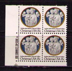 US Sc# 1768 MNH FVF Blk4 Mr. Zip Christmas Angels