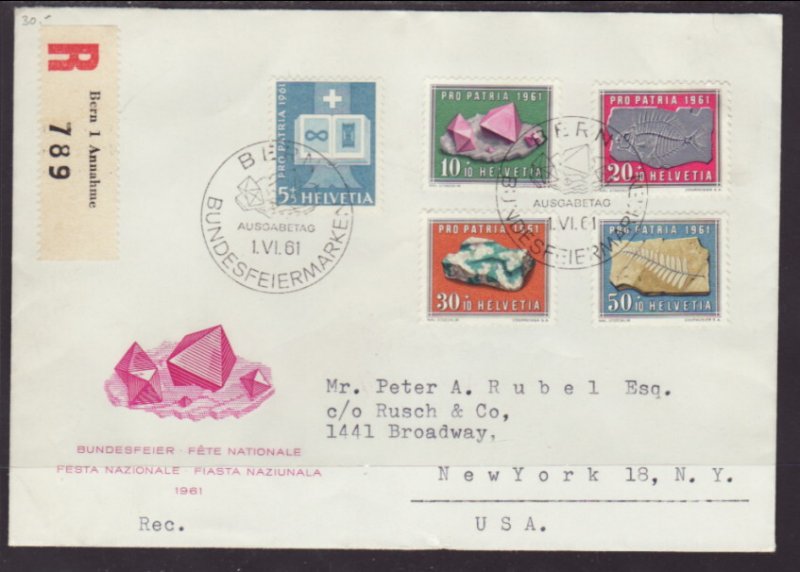 Switzerland B303-B307 Minerals 1961 Typed FDC