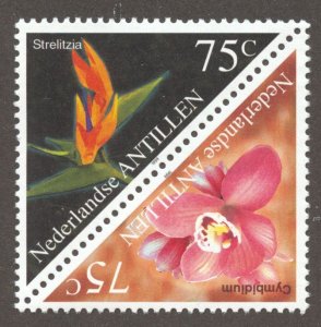 Netherlands Antilles Scott 904a Tête-bêche Pair MNHOG - 1999 Flowers