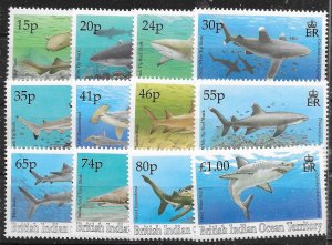 BRITISH INDIAN OCEAN TERR. SG155/66 1994 SHARKS SET MNH