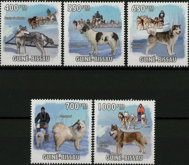 Sled Dogs Alaskan Husky Serie Set of 5 Stamps Mint NH